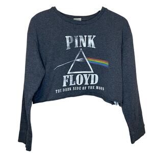 Pink Floyd The Dark Side of the Moon Gray Long Sleeve Cropped Graphic Tee XXL